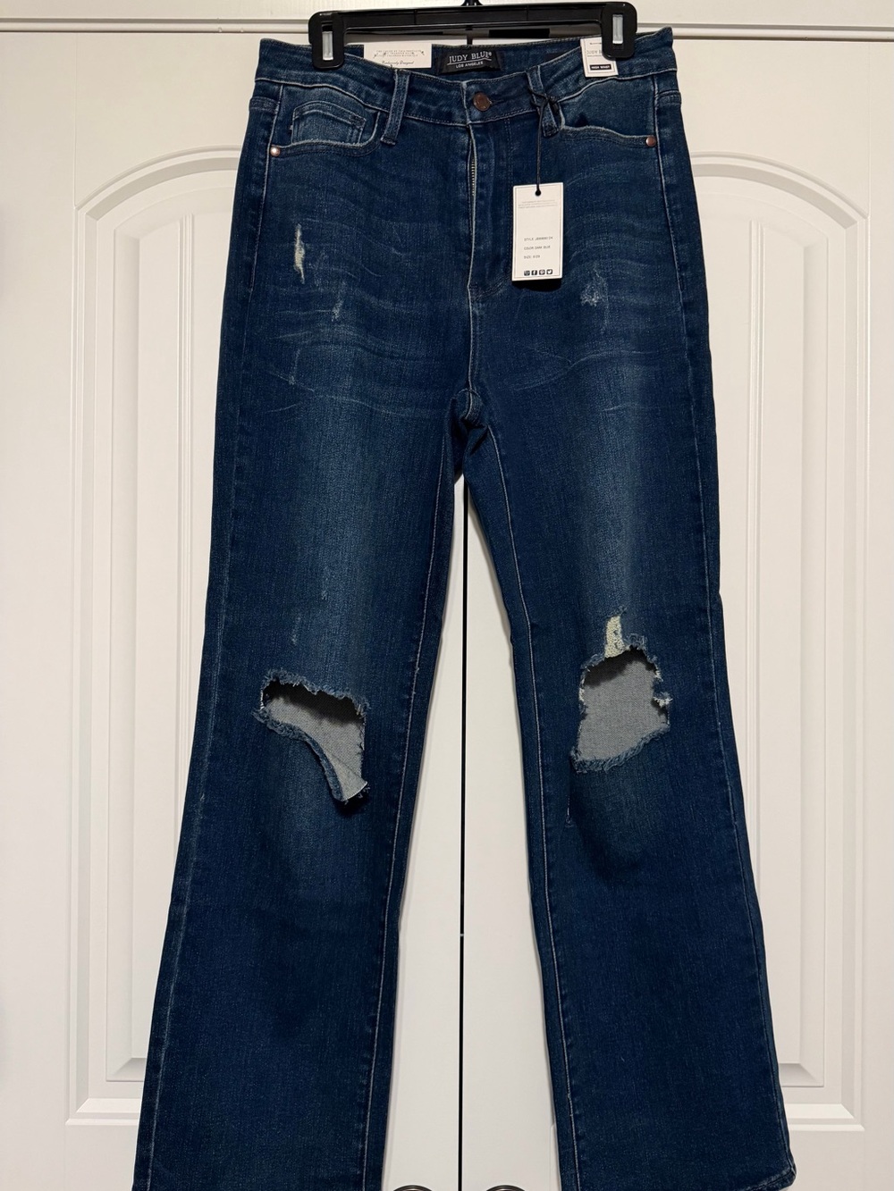 Judy Blue Dark Blue High Rise Ripped Dad Jeans